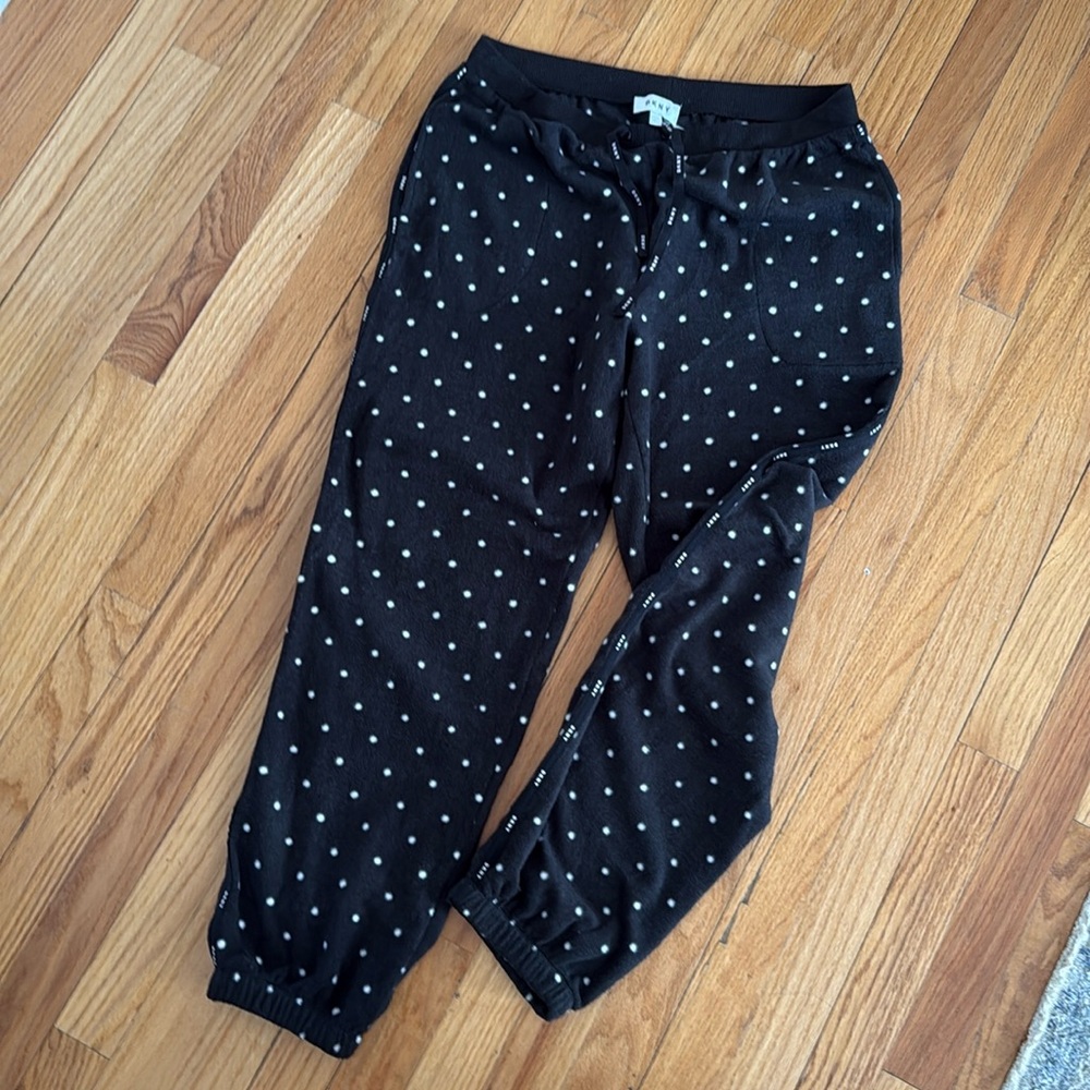DKNY pocket fleece polka dot pants